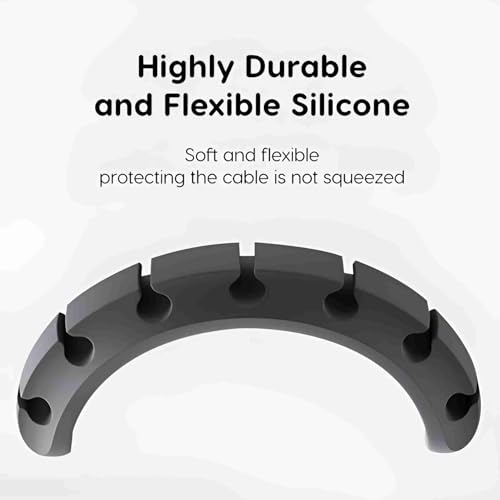Image of oddpod Pack of 3 - Silicone Wire Tidy /Self Adhesive Desk Cable Cord Holder for Charging, Power, USB Cables - 3 Slots (Black)