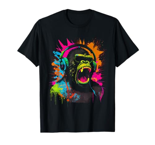 Singe criant Monkey DJ Casque & lunettes de soleil Gorilla M T-Shirt