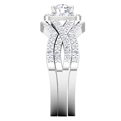 Dazzlingrock Collection 2.05 Cttw 14K Solid Gold Round Cubic Zirconia Engagement Ring With Band Set 2 CT3