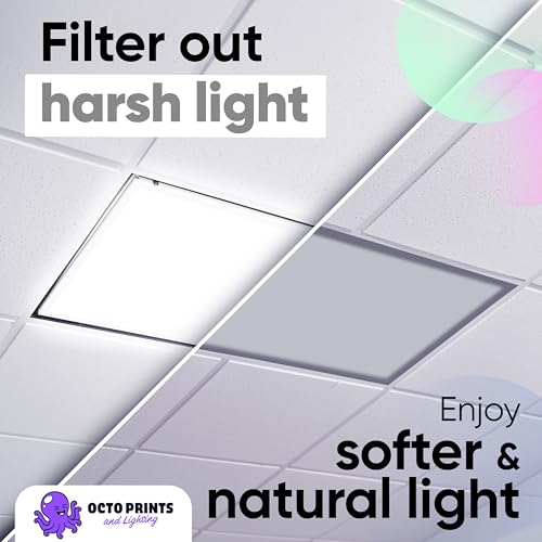 Image of Fluorescent Light Covers for Ceiling Lights Classroom, Neutral Gray Magnetic Office Light Covers 2x4 Classroom Light Covers Eliminates Harsh Glare and Improves Focus for School, Office, Cubicle 4 Pack