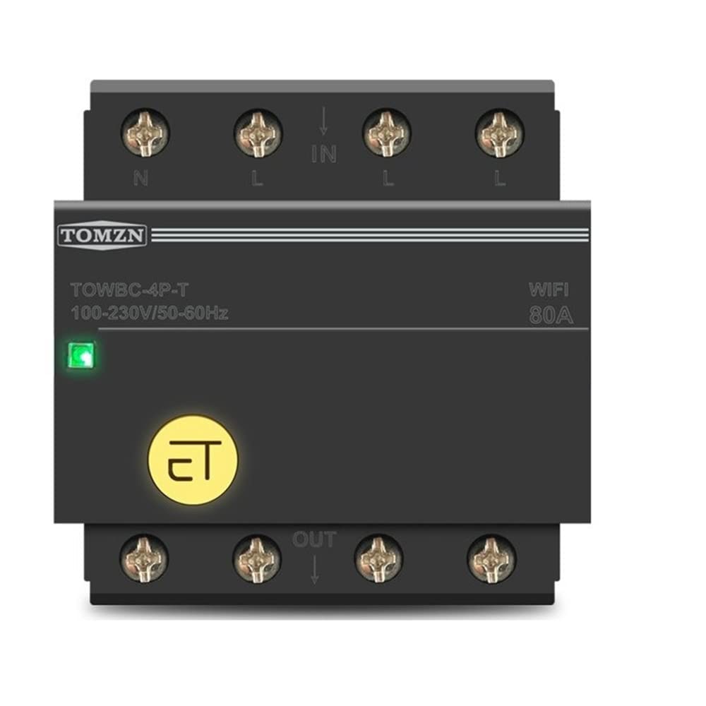 amiciSmart WiFi MCB, Circuit Breaker, 220VAC 80A 3 Phase Home Automation Smart Switch Timer Mobile App Control Compatible with Alexa (Din Rail Mount)