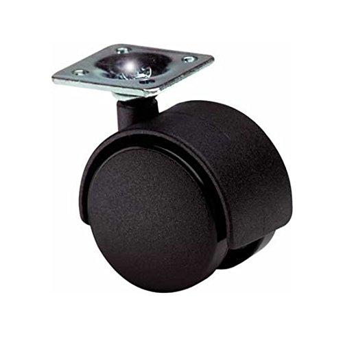 MerriwayBH05121 Castor Caster Twin Wheel Plate Fix 40mm, White, Set of 2 Pieces