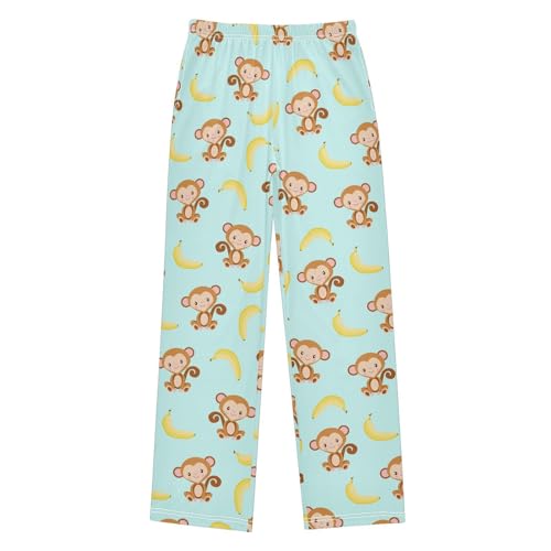 ZZXXB Lovely Monkey Bananas Boys Long Pants Soft Trousers Elastic Waist Kids Lounge Bottoms with Pockets S-XL