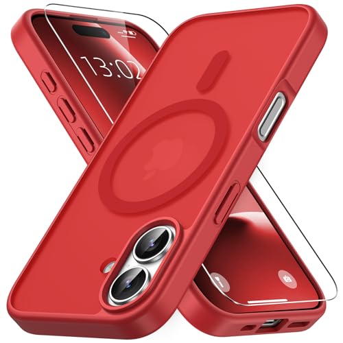 Coque iPhone 16 MagSafe rouge mat Vansdon avec verre trempé