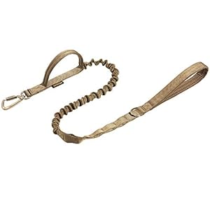 EXCELLENT ELITE SPANKER Militaire Leash Hond Tactische Ruimte Aluminium Haak Clips Bungee Hondenriem Tactische Hondenriem Elastische Hond Touw Leads(Bruin)