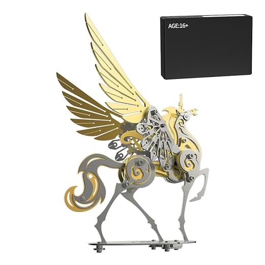 WUBA Rompecabezas de unicornio de metal 3D para adultos, más de 129 piezas, kits de modelo de unicornio hiperrealista de metal, kit de modelo de montaje mecánico de unicornio, adorno artístico