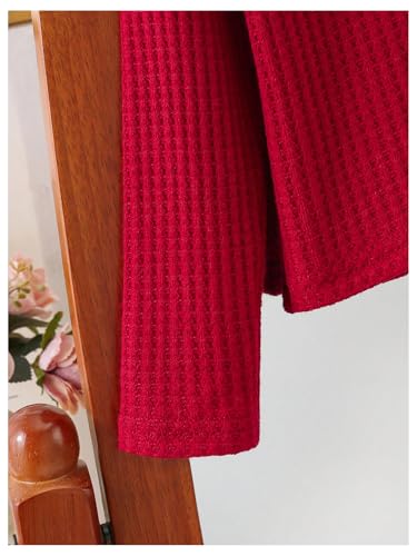 Image of GORGLITTER Girl's 2 Piece Outfits Ruffle Trim Long Sleeve Sweater Cherry Embroidered Jeans Red and Blue 7Y