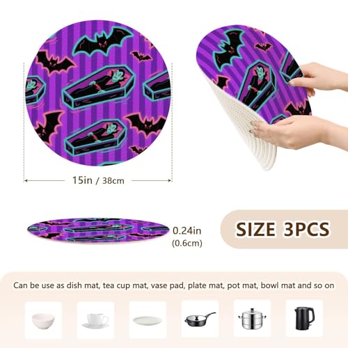 Dessous de plat résistant à la chaleur violet 38cm protège table poêle casserole - 3