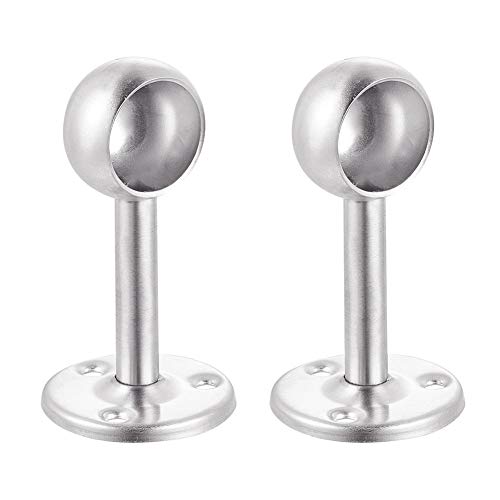 INCREWAY 2pcs Stainless Steel Wardrobe Pipe, Dia 25mm(1") Closet Lever Rail Rod End Support Bracket, Silver