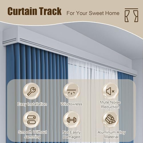 Double Track Curtain Track Box, 5ft Room Blackout Valance for Living Room, Dormitory & Study - Stylish Pelmet Decor for Enhanced Privacy and Light Control