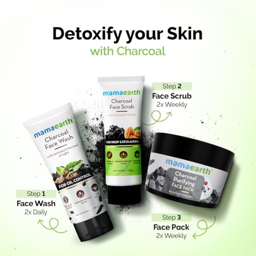 Image of Mamaearth Charcoal Purifying Face Pack with Activated Charcoal & Glycolic Acid for Skin Detoxification Natural, DIY-like Texture | Detoxifies Skin | Crafted with Nature's Best Ingredients | Free From Harmful Chemicals