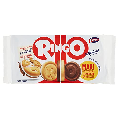 Pavesi Snack Ringo Vaniglia, Biscotti Farciti con Crema al Gusto Vaniglia, Snack per Merenda o Pausa Studio, Formato Bipacco Confezione da 660 g
