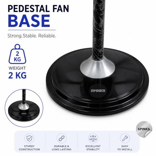Image of SPINKS COPPER HIGH SPEED 2800 RPM Mark-1 16 Inches 400 MM Bullet Fan Pedestal Fan with Adjustable Height X-Flow Technology Heavy Base 5 Year Manufactured Warranty with Door Step Service Black