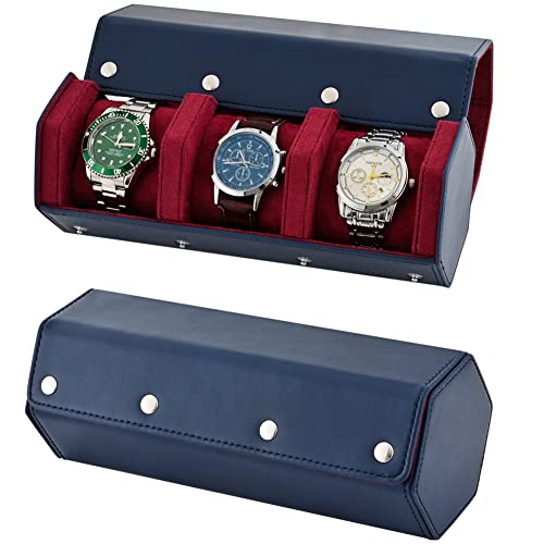 Leather Watch Roll Travel Case for 3 Watches, Storage Organizer & Display, Watch accessory, Luxury...