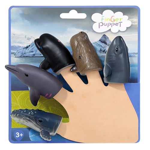 Image of FunBlast Ocean Animals Finger Puppets Toys for Kids - Pack of 5 Rubber Puppets Toys for Toddlers, Washable Finger Puppets for Children, Colorful Storytelling Puppet Toy Kids (Multicolor)