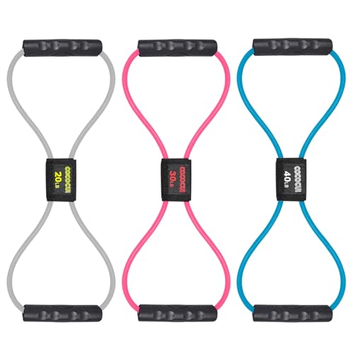 Image of Figure 8 Resistance Bands with Handles for Women Men, Exercise Bands for Back, 8 Shaped Resistance Bands for Arms, Shoulder, Leg Stretching, Physical Therapy, Yoga, Pilates, Home Gym Workout Equipment
