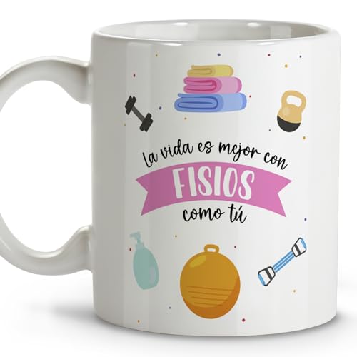 LolaPix Taza fisioterapeuta. Tazas originales para regalar. Regalos para fisios. Tazas personalizadas. Taza cerámica 330 ml.