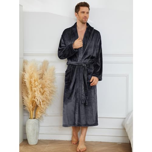 U2Skiin U17M331010842 Mens Fleece Robe Plush Collar Shawl Bathrobe thumb #2