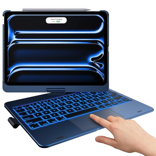 typecase Keyboard Case for iPad Pro 11-inch(M4) 2024,Keyboard Case with 11 Colors Backlight for iPad Pro 11,360°Rotatable Protective Case with Pencil Holder,Built-in Trackpad,Thin&Light,Midnight Blue