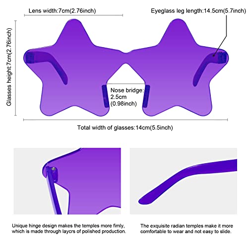 Image of 12 Pairs Star Sunglasses Pentagram Glasses Rimless Sunglasses for July 4th,Halloween, Christmas Party Favor