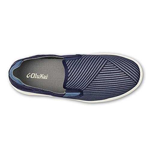 Olukai Lae'ahi Lole Men's Slip-On Sneakers, Lightweight & Breathable, Water Resistant & Wet Grip Soles, Trench Blue/Vintage Indigo, 12 #TOP1