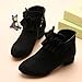 IWIHMIV Toddler Girl Dress Shoes Girls Ankle Boots Low Heels Side Zipper Fashion Short Suede Short Booties（Black,13.5