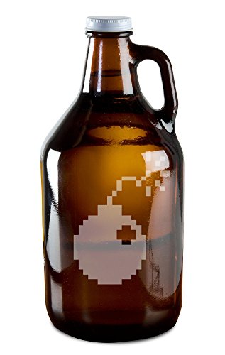 8 Bit Bomb Video Game Style Hand-Made Etched Glass Beer Growler 64 oz