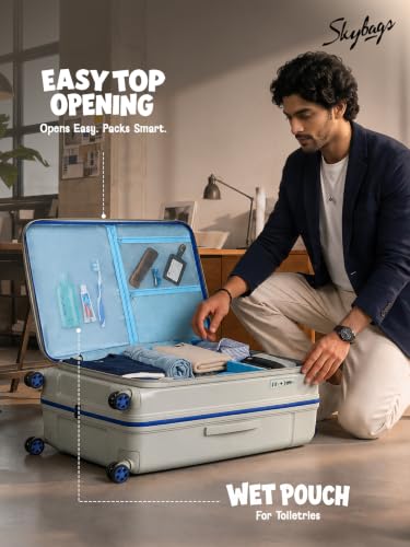 Image of Skybags Zephyre Medium Hard Luggage (65 Cm) | Luggage Trolley with 8 Wheels, TSA Lock and Expander | Gray | Unisex