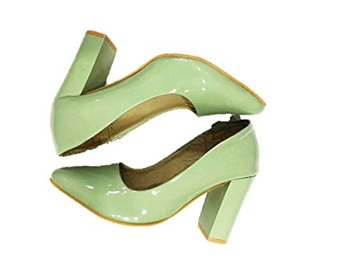mint green block heels