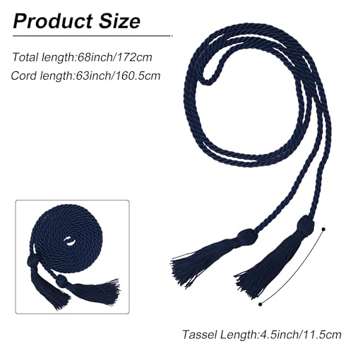 Image of GraduationMall Double Graduation Honor Cords Navy Blue 68 inch