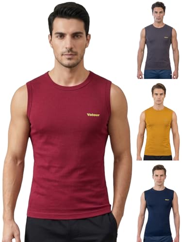 Image of Lux Cozi Men's Cotton Modern Fit Vest (Pack of 4) (Color & Prints May Vary)