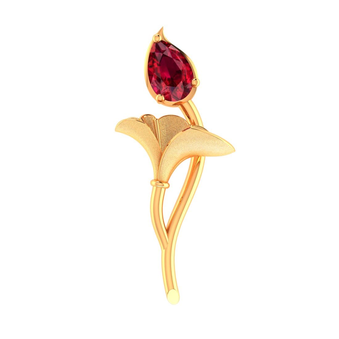 BIS Hallmark 9KT (375) Gold Crimson Stem Pendant for Women & Girls (Without Chain) | Gift for Girls & Women | 0.74 Gram-image-34