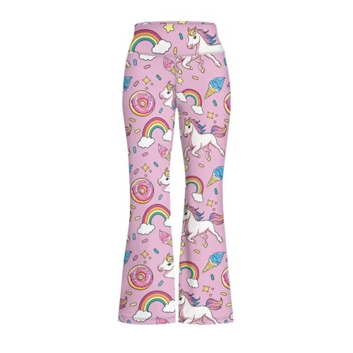 Image of Girls Leggings Floral Print High-Waisted Flared Pants 5-14 Years