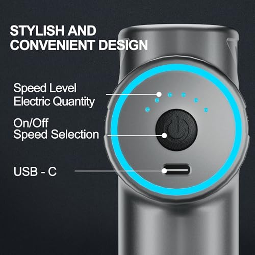 Image of LEERCON Mini Massage Gun Deep Tissue Handheld Muscle Massager Gifts for Men | Back Massager with 6 Speeds and 4 Heads Muscle Massager for Gym Office & Travel Birthday Gifts for Men Women Dad Mom Athletes