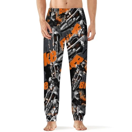 Dirt Bike Mountain Motorcycle Men's Pajama Bottoms Sleep Lounge Soft Comfy Pants Sleepwear