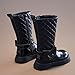 Fashion Plain Knee Length Boots for Girls:Winter Warm Mid Calf Combat Fur Lined Booties Wedding Dress Footwear（Size13,Black