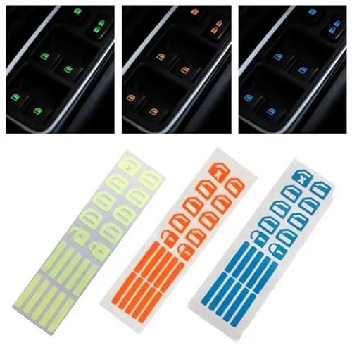 Image of 2X Car Control Switch Button Luminous Stickers Auto Night Fluorescent Decals Red
