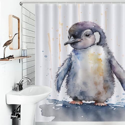 Rideau de douche style art moderne pingouin en polyester imperméable - 4