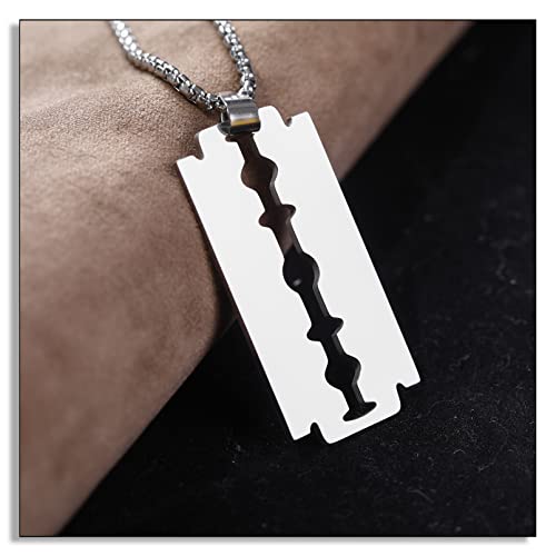 Punk Stainless Steel Razor Blade Pendant Necklace2