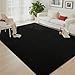 Foxmas 4x6 Area Rugs for Bedroom Living Room, Black Soft Thickened Memory Foam Carpet, Non-Slip Washable Indoor Modern Minimalist Shaggy Rug for Boys Girls Dorm Home Decor