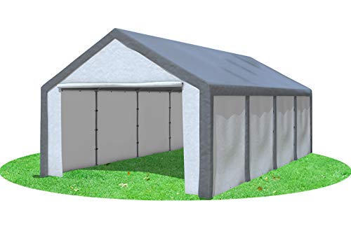Stabilezelte Partyzelt 4x8 m Modular Pro PE 240 g/m² wasserdicht inkl. Seiten Festzelt Gartenzelt Grau Weiss