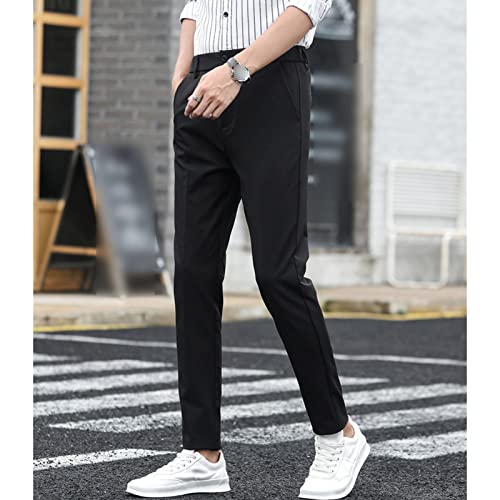 Men's Casual Iron Free Ice Silk Trousers Straight Slim Fit Flat Front Stretch Dress Pant Classic No Iron Pants4
