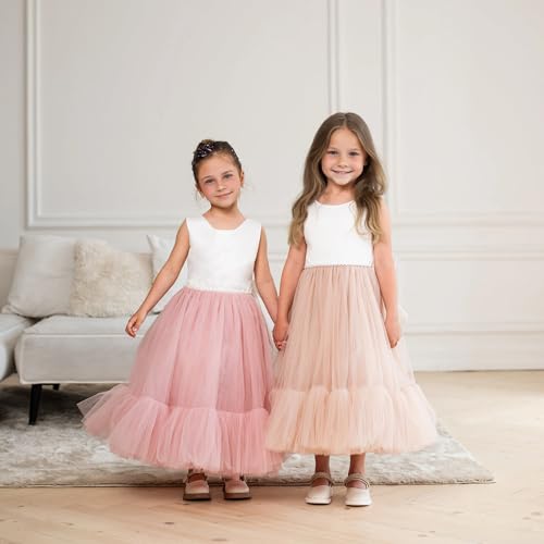 MCieloLuna Puffy Tulle Flower Girls Dresses Sleeveless First Communion Dress for Girl O-Neck Summer Party Princess Gown2