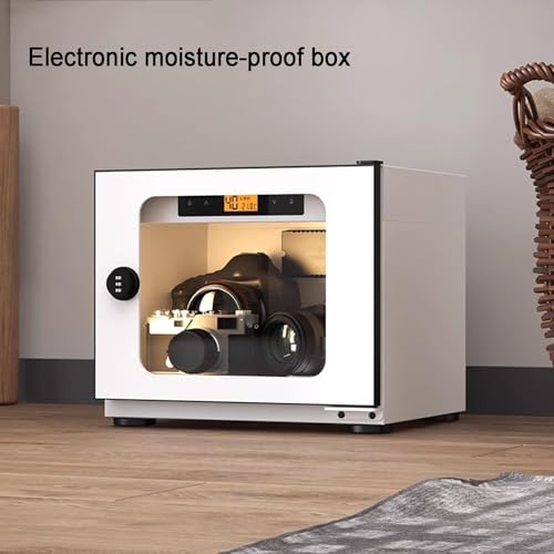 Trockenschrank Kamera Digitale Steuerung Luftentfeuchter, 20L Kleiner Elektronischer Trockenschrank mit LED-Lichtern, 3-stelliges Zahlenschloss, Feuchtigkeitsfeste Aufbewahrungsbox, für