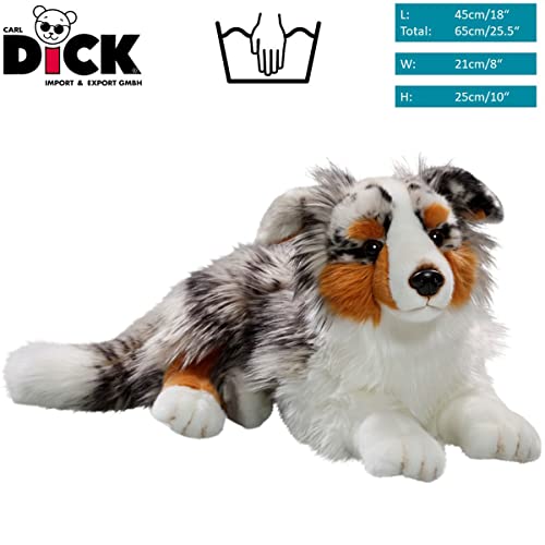 Carl Dick Australian Shepherd Dog Lying 17 inches, 43cm, Plush Toy, Soft Toy, Stuffed Animal 3434