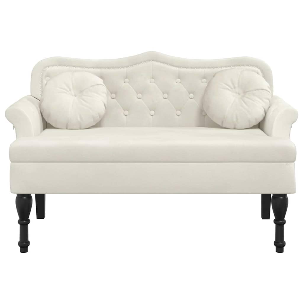 vidaXL Banc avec Coussins, Canapé avec Accoudoir et Dossier, Banquette avec Pieds en Bois, Siège de Salon Salle de Séjour, Crème Velours