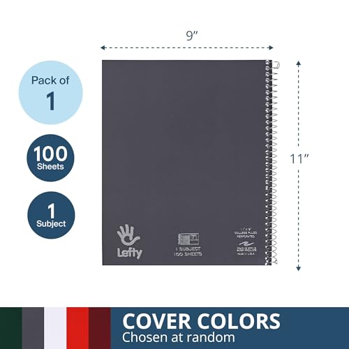 Image of ROARING SPRING Stasher Left Handed Notebook, 1 Subject, 11x9, College Rule