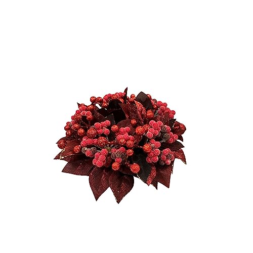 Couronne de bougies avec baies glacées bordeaux Noël Ø 15 cm