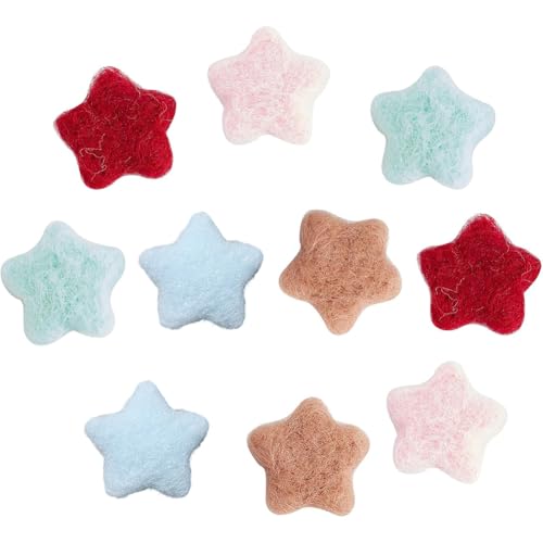GORGECRAFT 5 Colores 10 UNIDS Bolas de Cuentas de Lana de Fieltro En Forma de Estrella Bolas de Coser Pompones Guirnalda de Fieltro Natural Hecha A Mano Tela de Fieltro de Lana