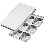 Tofficu Edelstahl Eiswürfelform Verschleißfest mit Deckel Platzsparendes Gefrierfach tablett für...